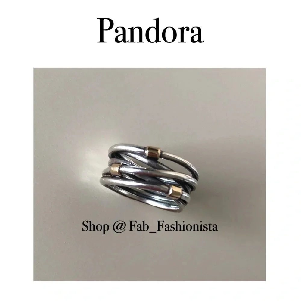 Pandora 14k gold and sterling silver ring retired size 58
